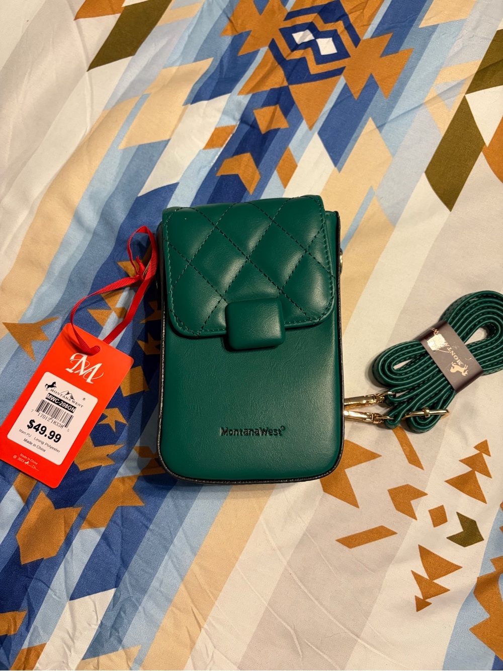 Montana West Emerald Green Quilted Crossbody Phone Pouch